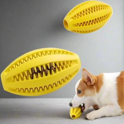 Jouet Interactif pour Chien - ChewBounceBall™ - Jaune - Monchienmoncoeur